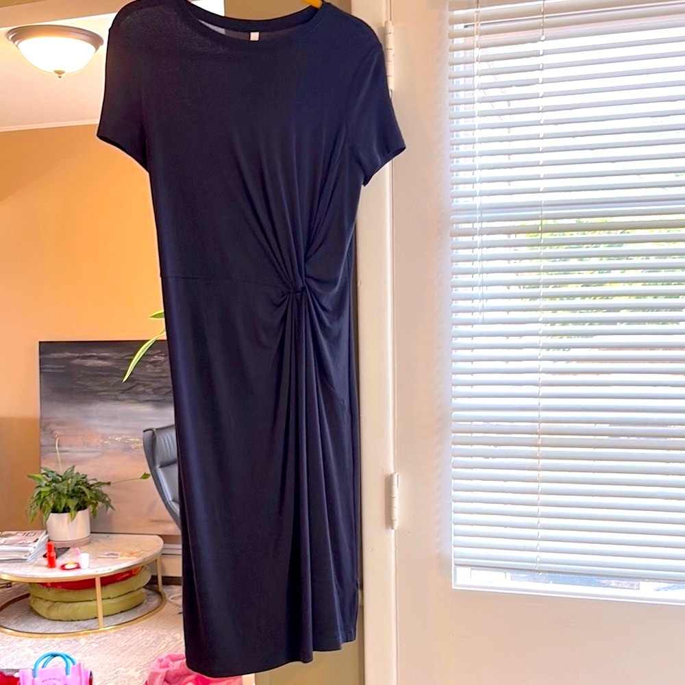 Tahari  Navy cotton  Knot Dress, S/P